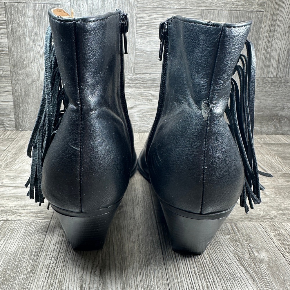 Indigo Rd Ankle Boots Womens 9 Black‎ Fringe Western Faux Leather Boho - Picture 6 of 12